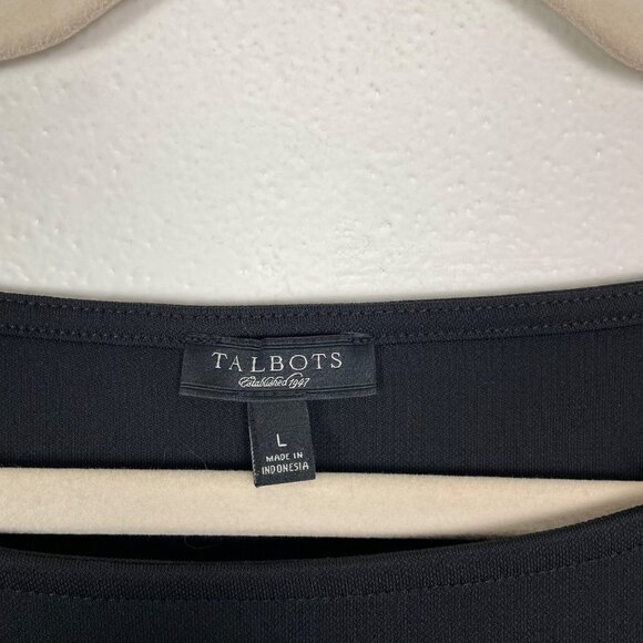 Talbots Women's L Black Cap Sleeve Drop Waist Maxi Length Dress Basic Minimalist - Picture 3 of 9